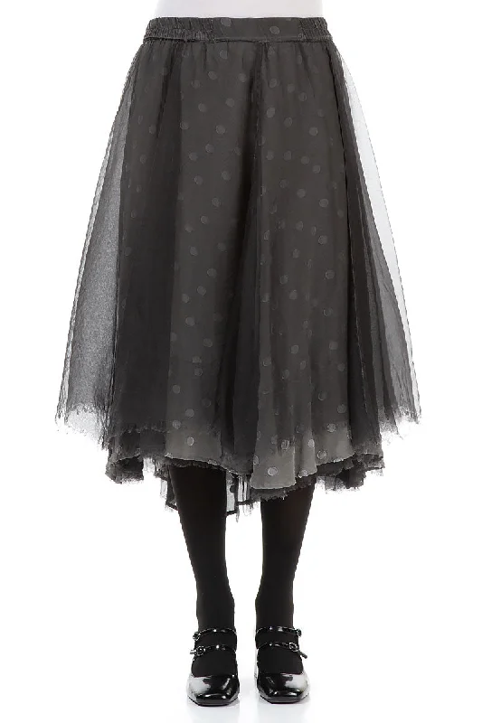 End Of Month Blowout Flared Storm Grey Silk Chiffon Skirt