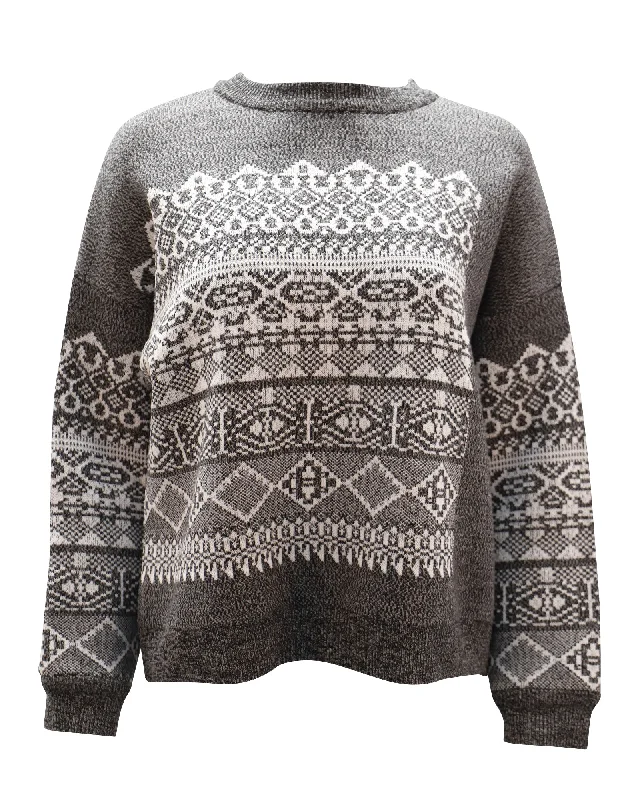 Day To Night Styles Alexander Wang Fair Isle Sweater in Grey Wool