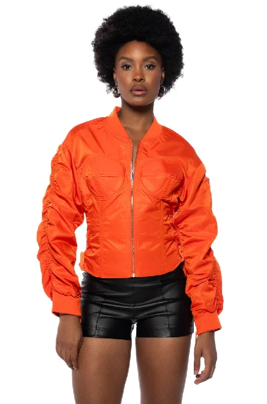 Minimalist Office - Ready Style FITTED BOMBER WITH ADJUSTABLE SIDE LACE