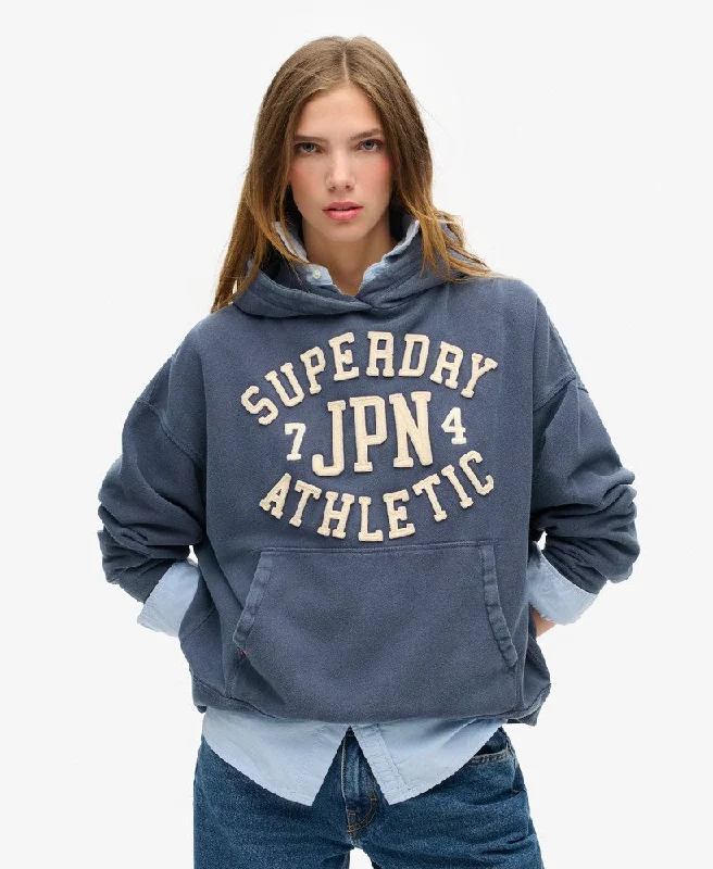 Score Big On Glamorous Red - Carpet Styles Athletic Appliq Oversize Hood | Mariner Navy
