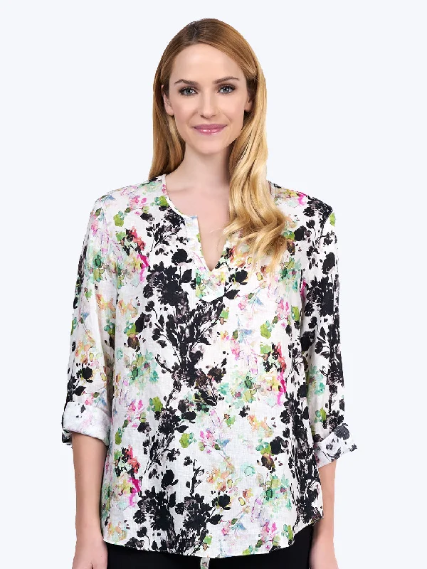 Fashion Forward Quinta Print Linen Voile Avlyne Blouse - Final Sale