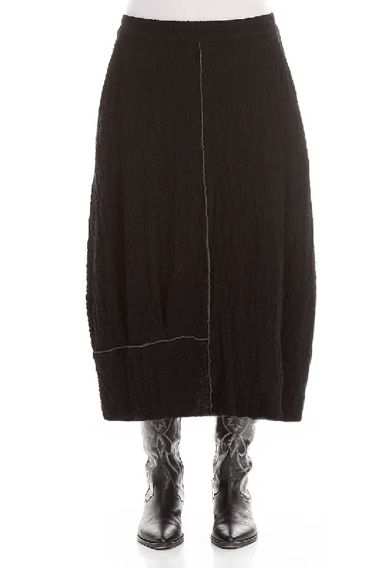 Father's Day Deals Balloon Black Wool Skirt
