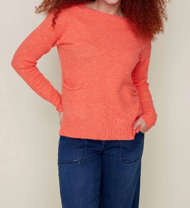 Seasonal Fashion Knit With Pockets Sweater In Sunset