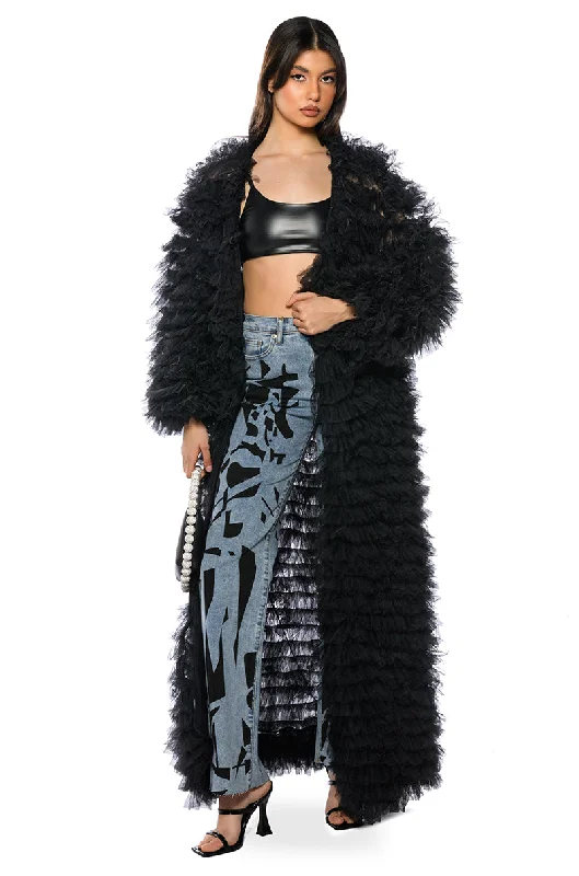 Elegant Contour TAKE A BOW AVANT GARDE RUFFLE TRENCH