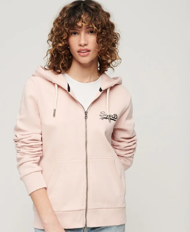 Quality Wear Japanese Vintage Logo Graphic Zip Hoodie | Peach Whip