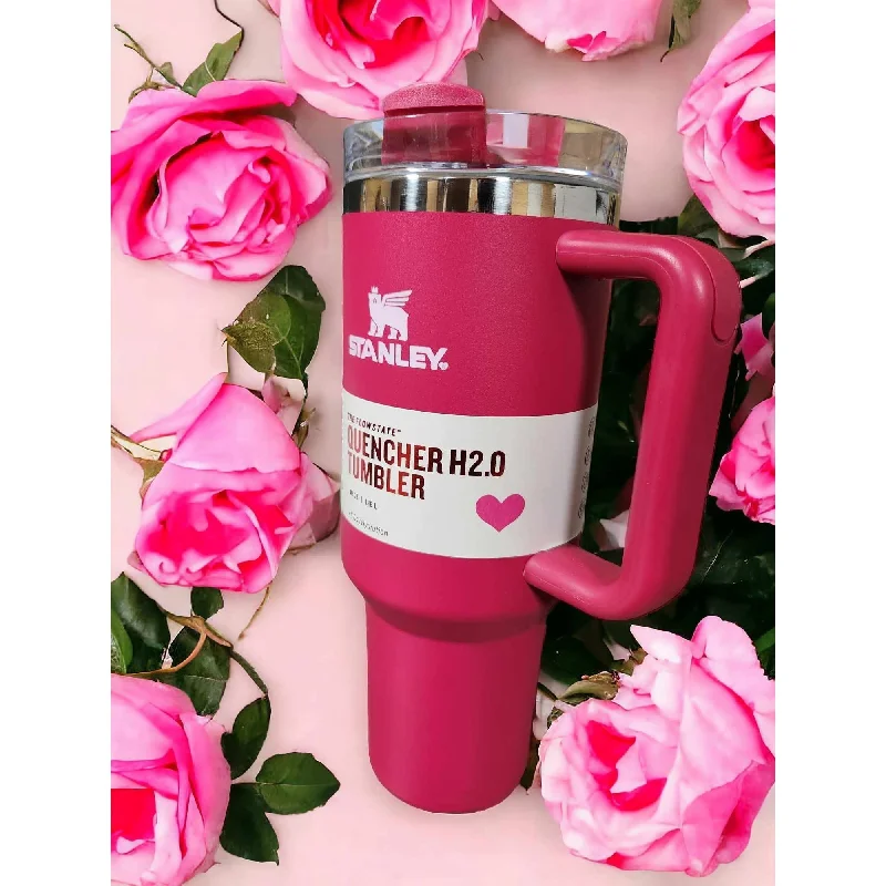 Insulated Mugs Discount Stanley Cup 40oz with handle Stainless Steel Vacuum Insulated Tumbler Stanley Dupes Copo Termico Stanley ( Valentine's Day Dark Red )