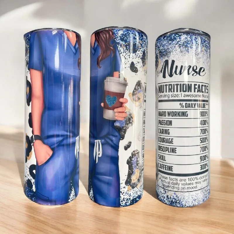 Drinkware Sets Key Worker NURSE BLUE Scrubs 20/30oz Skinny Tumbler