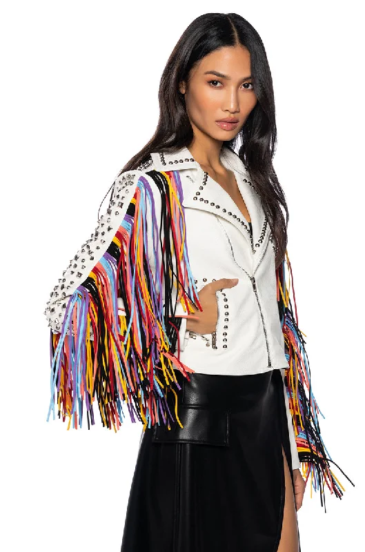 Hollywood Glam Award - Show Style FREE RIDER FRINGE MOTO JACKET