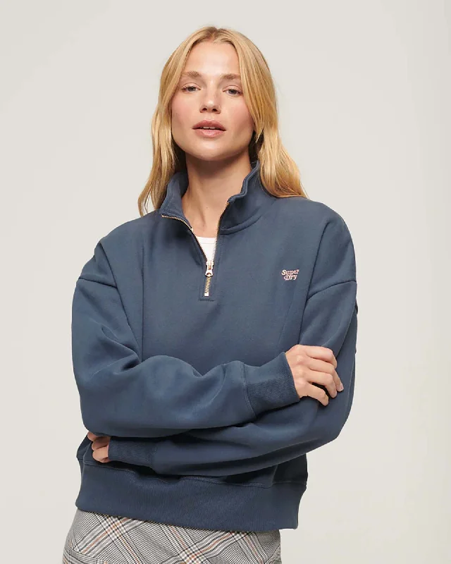 Trendsetter's Closet Vintage Logo Embroidered Half Zip Sweatshirt | Mariner Navy