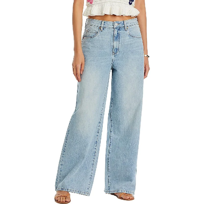 Insane Discount Onslaught Harrison Womens Faded Organic Cotton Wide Leg Jeans