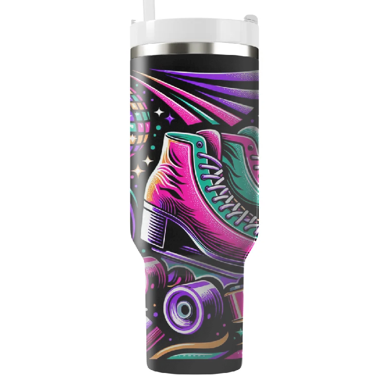 Valentine's Special Nostalgic Roller Skating Rink Tumbler With Handle