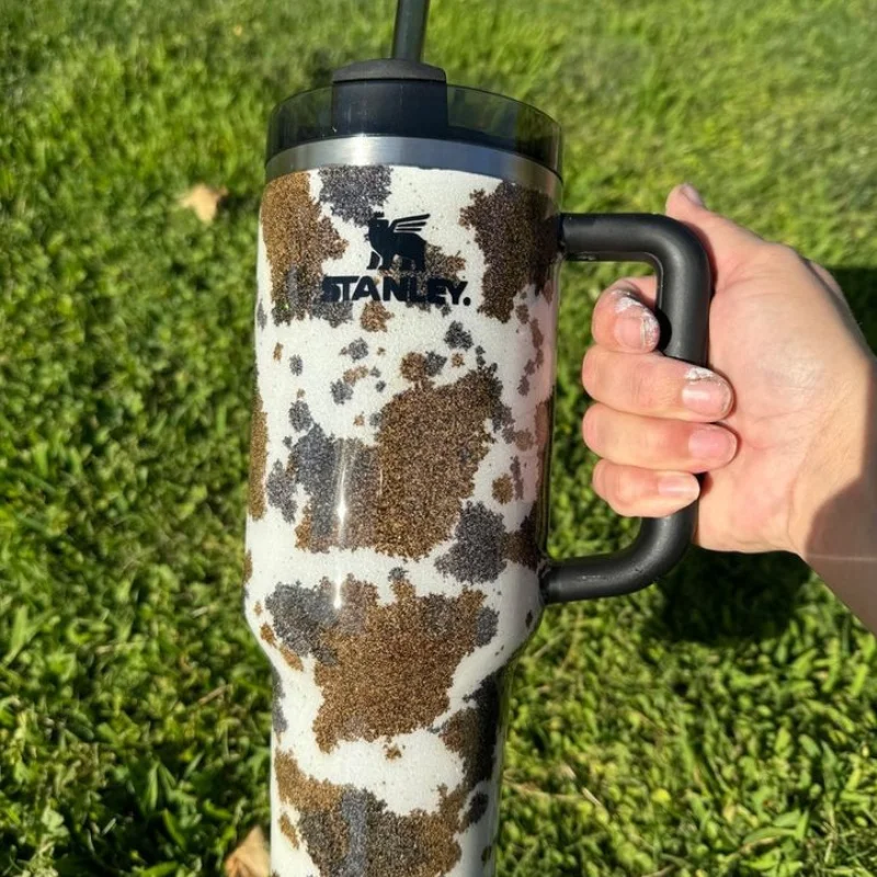 Holiday Drinkware Sale Cow Patterned 40 Oz Tumbler With Handle