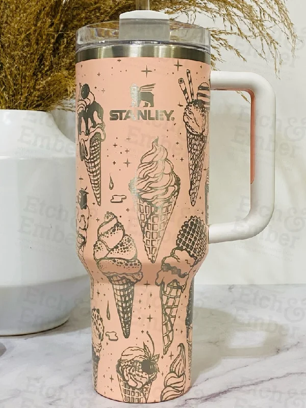 Fashion Essentials Ice Cream Custom Stanley Adventure Quencher 40 oz tumbler