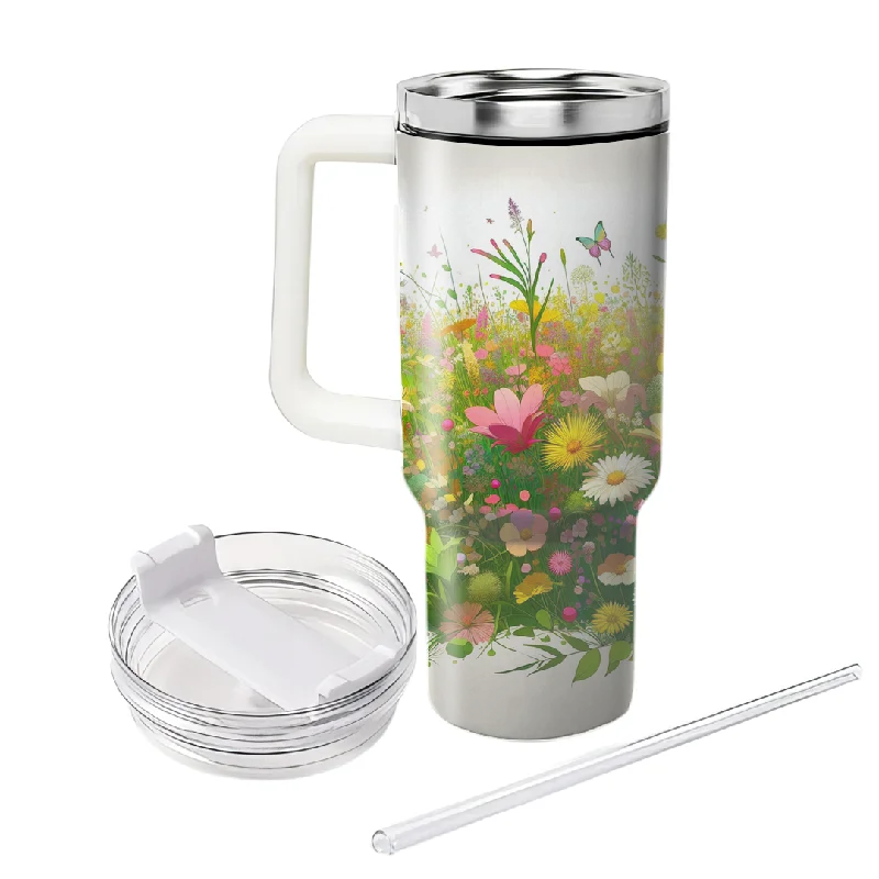 Limited Stock, Big Discounts Wildflower Meadow Design Tumbler With Handle