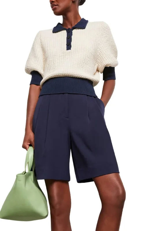 Fashion Forward Femininity Altea Sweater In Ivory/navy