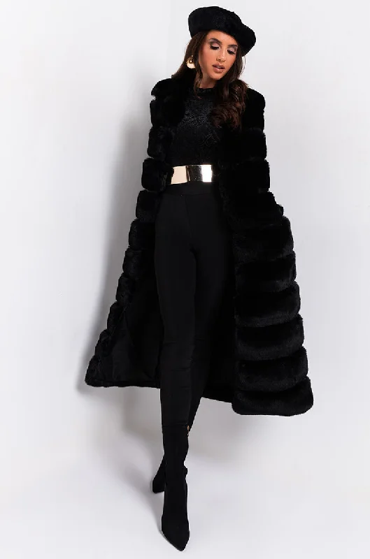Romantic Detailing LOVE THE FUTURE FAUX FUR PLEATHER PANEL VEST IN MULTI BLACK