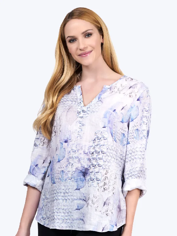 Latest Trends Xander Print- Linen Voile "Avlyne" Blouse