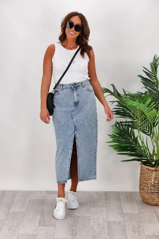 Luxury Fashion for Women Silent Theory Eva Maxi Skirt Light Blue