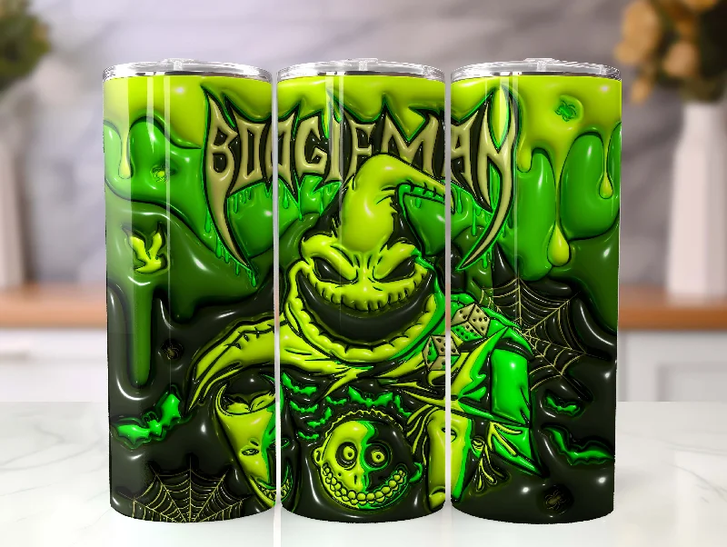 Portable Drinkware 3D Inflated Cartoon Halloween Tumbler PNG, 3D BoogieMan Tumbler Wrap, 20oz Sublimation, 3D Nightmare Scary Tumbler Wrap, Boo Bash