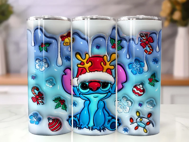 Personalized Drinkware Gifts 3D Inflated Christmas Tumbler Wrap, Cartoon Tumbler, 20 Oz Tumbler Wrap, Merry Christmas, Xmas Vibes, Christmas Coffee, Merry Christmas, Png