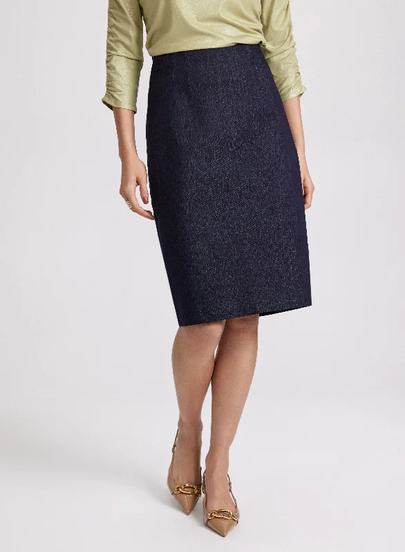 Graceful Cut Denim Pencil Skirt