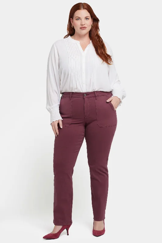 Lightweight Fabric Marilyn Straight Jeans In Plus Size - Dark Cherry