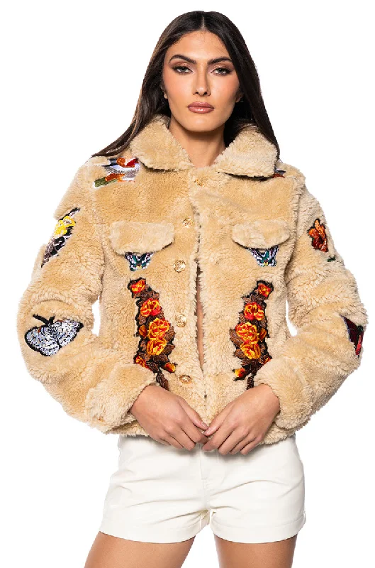 Trend Forward Women's Wear JESUIS FURRY BOMBER JACKET