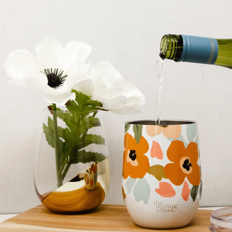 Stainless Steel Cups Wine Tumbler - Everlasting Blooms