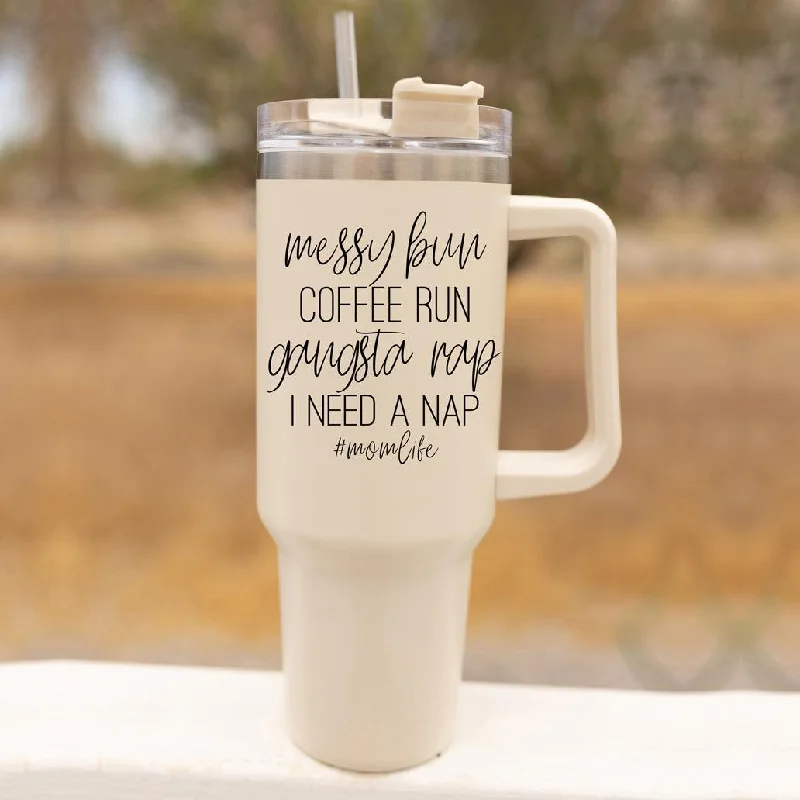 Promotional Tumblers Messy Bun Mom life 40oz