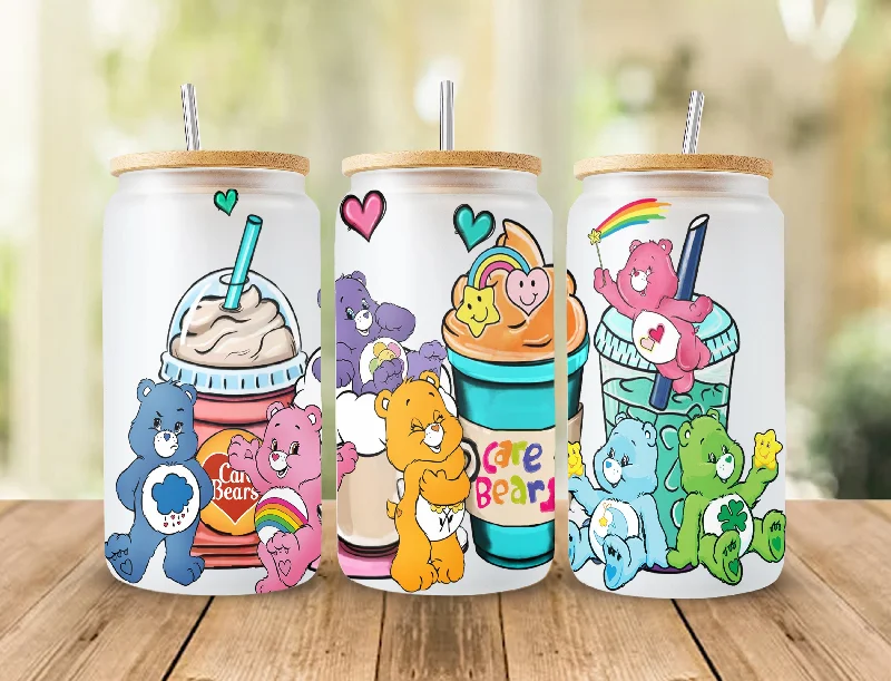 Travel Drinkware Bears Cartoons 16oz Wrap, 16oz Libbey Glass Can, Frosted Can Glass, Sublimation Design, Rainbow Design, Cute Bears Wrap,Cute Cartoon Design 1 Travel Drinkware Bears Cartoons 16oz Wrap, 16oz Libbey Glass Can, Frosted Can Glass, Sublimation Design, Rainbow Design, Cute Bears Wrap,Cute Cartoon Design 1