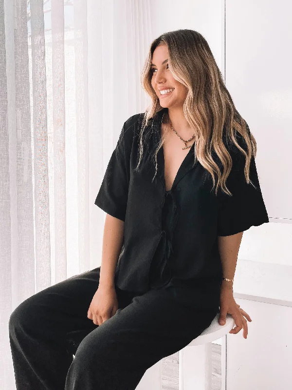 Flowy Fabric Shyla Shirt - Black