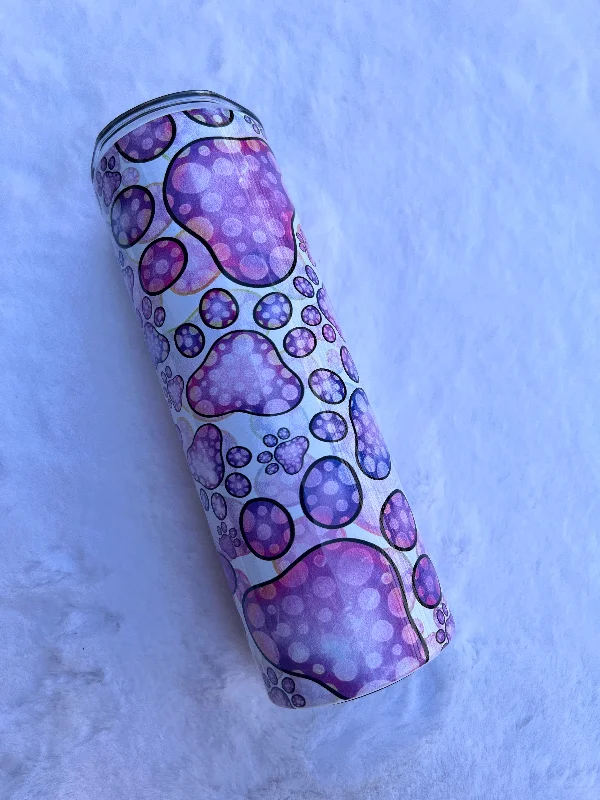 Drinkware Collection Sale Purple Polka Dots Paw Print - Tumbler