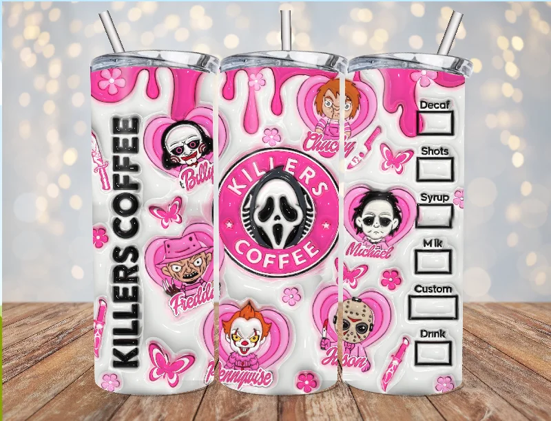 Hot Sale Ghostface Scream Killers Coffee Inflated 20oz Halloween Tumbler