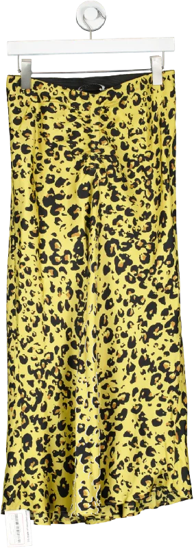 Stylish Savings Munthe Yellow Leopard Print Midi Skirt UK 8