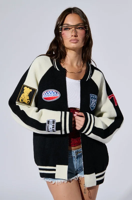 Style Breakthroughs DOWN TIME KNIT BOMBER