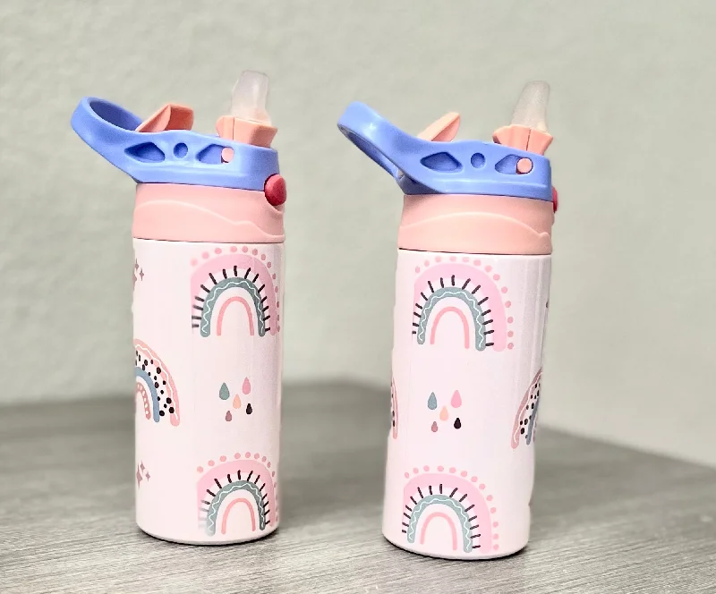 Drinkware Sets Rainbow kids 12 oz insulated Heat/Cold Drink Holder Temperature. Kids with Holder/ Soft Tip Easy Open Sublimation One Hand Open Easy to Clean. Easy to Store