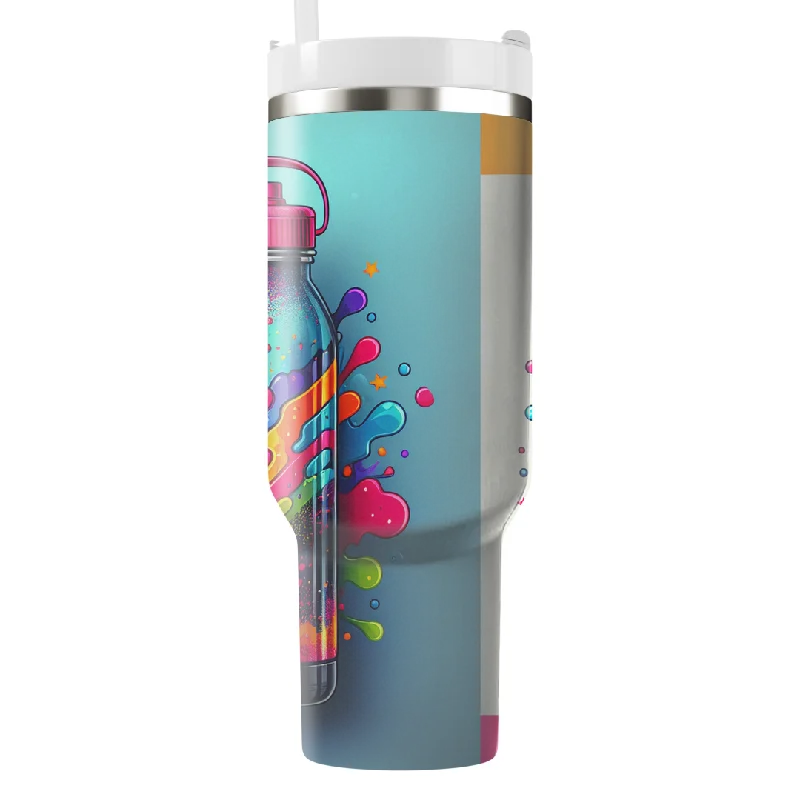 Best Sellers Neon Splatter Water Bottle Tumbler With Handle