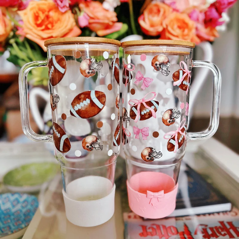 Glass Drinkware Football Inspired 40 oz White or Glass Tumbler