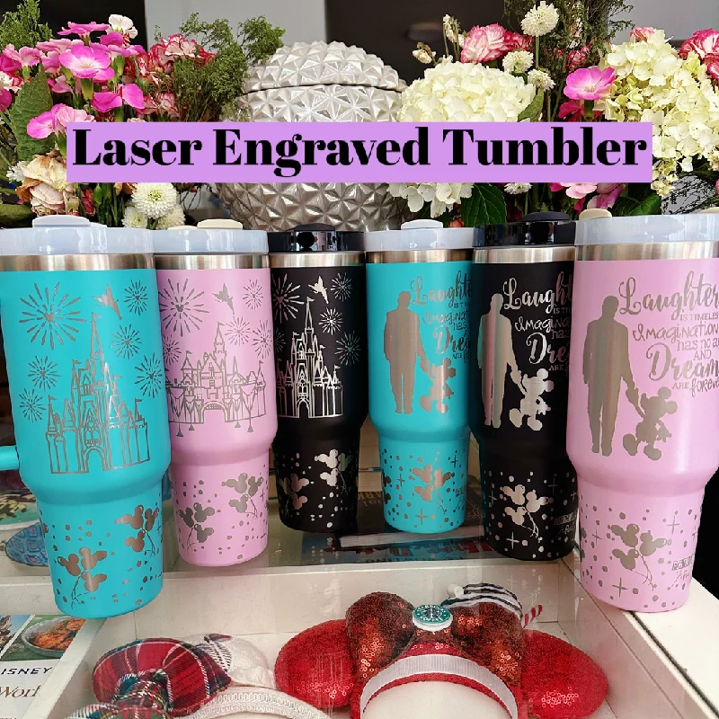 Stainless Steel Drinkware Ready to Ship Walt & Mouse and Castle on 40 oz Quencher Inspired Stainless Steel Tumbler Stainless Steel Drinkware Ready to Ship Walt & Mouse and Castle on 40 oz Quencher Inspired Stainless Steel Tumbler