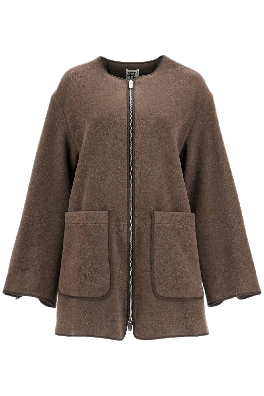 Chic Style, Always In Vogue Toteme Women's Oak Melange Wool Felt Jacket With Zip Loose Fit