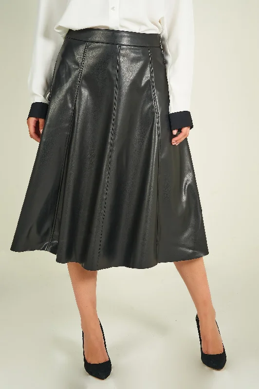 Chic Everyday Wear Jupe midi en faux cuir - 920076-PU050 - (E-A11)
