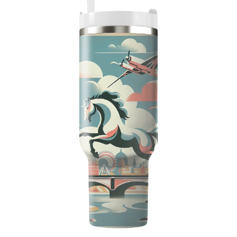 Discounted Drinkware Retro Travel Posters Tumbler With Handle