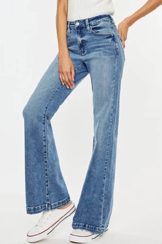 Huge Markdowns Kan Can High Rise Medium Wash Wide Leg Flare Jeans