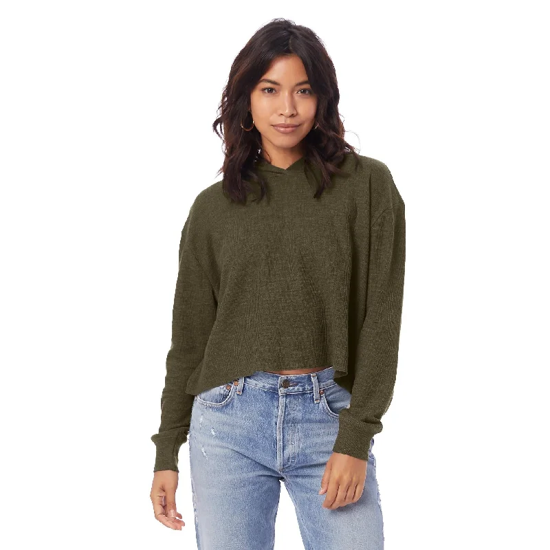 Chic Trends For The Fashion Savvy Thermal Relaxed Cropped Hooded Shirt (Vintage Oregano)