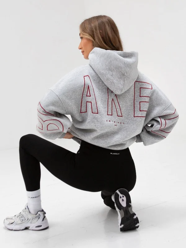 Trendy Fashion For Women Embroidered Isabel Oversized Hoodie - Cherry Red