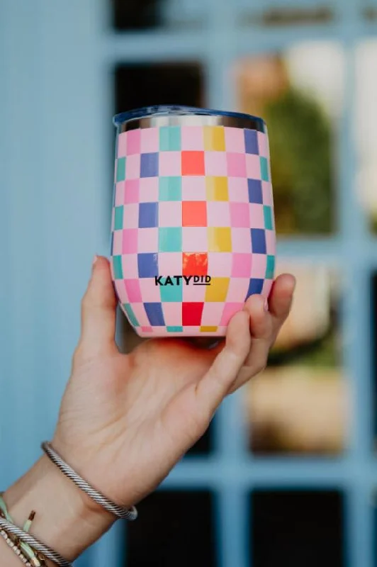 Crazy Price Slashing Multicolored Checkered WINE TUMBLER With Lid