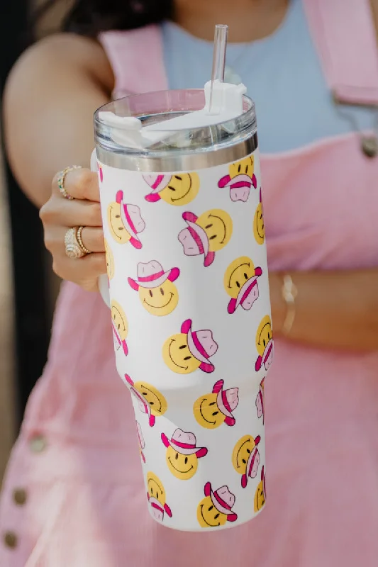 Relaxed Style Cowboy Happy Face Travel 40 Oz Tumbler