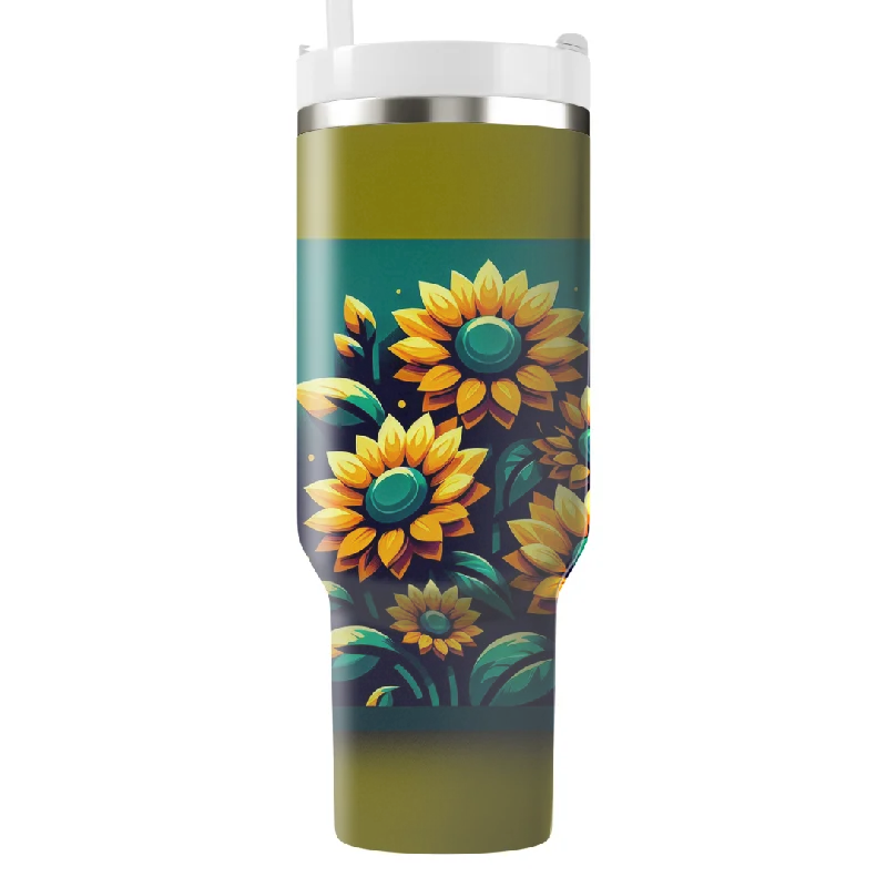 Boutique Styles Radiant Sunflower Bliss Tumbler With Handle