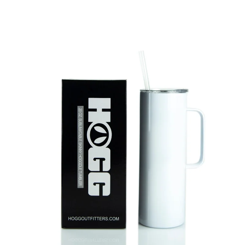 Drinkware Offers 20oz SUBLIMATABLE HOGGDLE SKINNY TUMBLER W/ SLIDING LID & STRAW