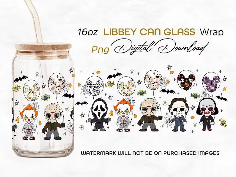 Travel Mugs Offer Horror png, Horror characters 16oz Libbey can Glass, Horror characters full glass can wrap, funny horror tumbler wrap, horror sublimation Travel Mugs Offer Horror png, Horror characters 16oz Libbey can Glass, Horror characters full glass can wrap, funny horror tumbler wrap, horror sublimation